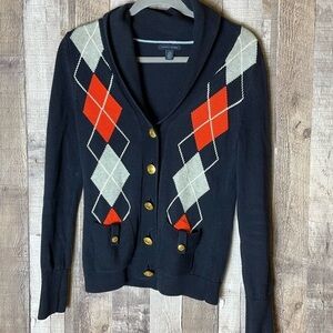 Tommy Hilfiger Argyle Button Up Sweater Cardigan